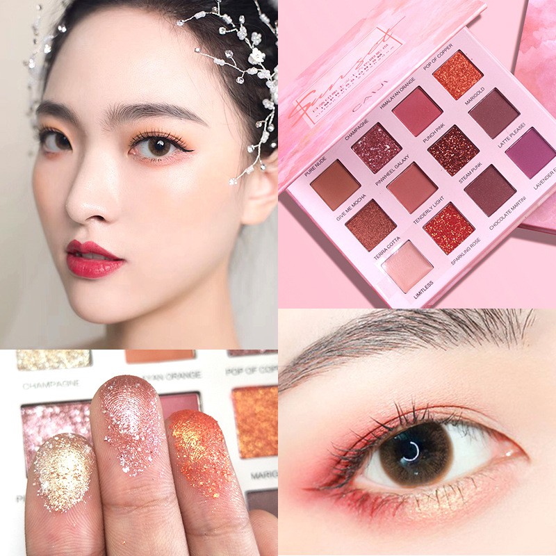 ☘️ Bảng Phấn Mắt Caiji No.2144 Sunset Impressionism Sixteen Color Eye Shadow Vỏ Hồng Thơ Ngây ☘️ -Z183-D12T2