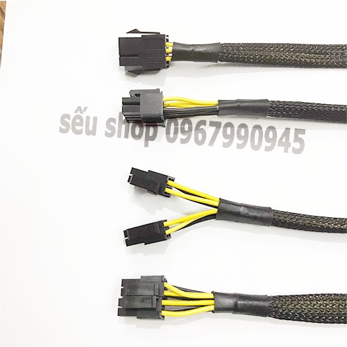 CABLE - CÁP CHUYỂN 6 PIN VGA SANG 8 PIN CPU  - loại 1 dây bọc lưới