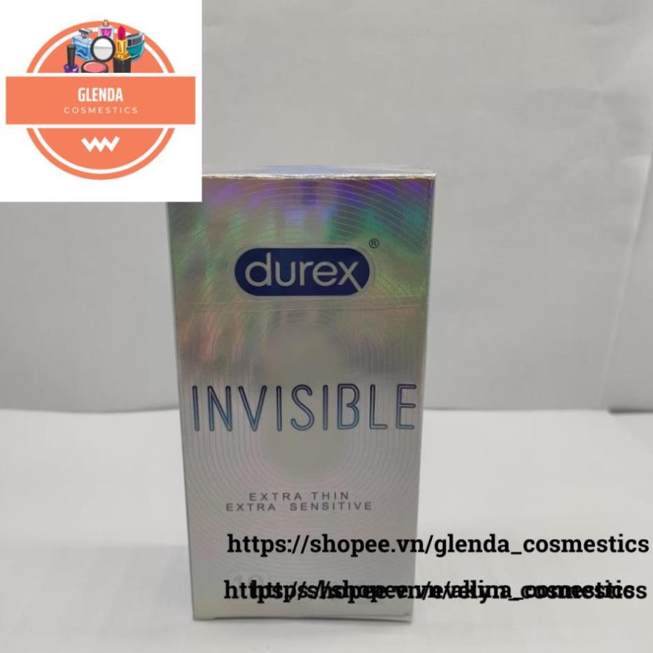 Bao cao su Durex Invisible Extra Thin extra sensitive siêu mỏng siêu mạnh chân thật hương yêu hộp 10c