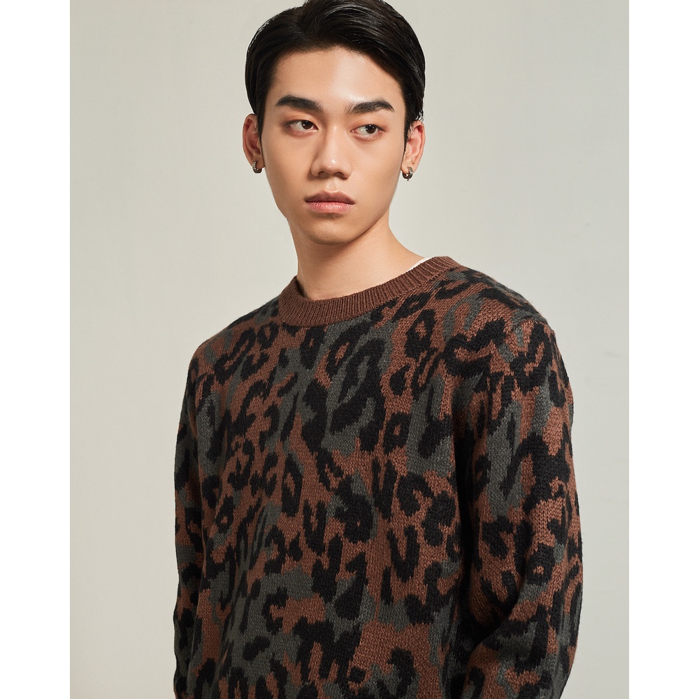 Áo len hoạ tiết nam HIGHWAY MENSWEAR Roland nâu