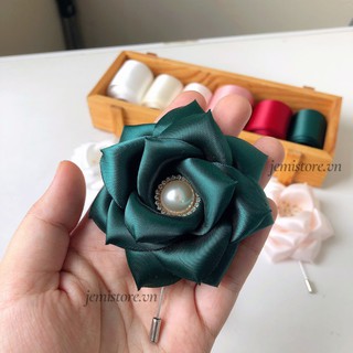 Hoa Cài Áo Handmade Cao Cấp Ruy Băng Lụa