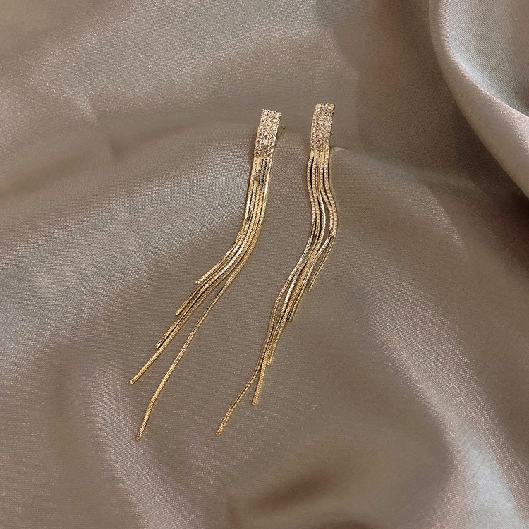 Bông Tai Bạc 925 Kiểu Dây Tua Dài Thanh Lịch Thời Trang