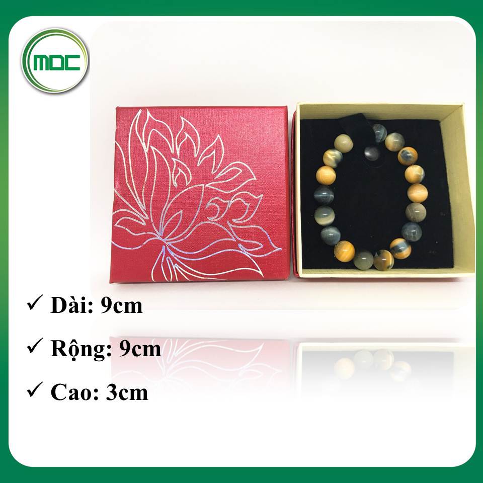 Hộp đựng chuỗi đá phong thủy in hoa sen size 9x9x3cm