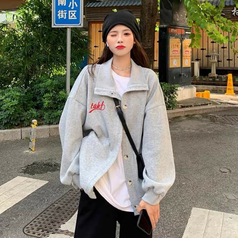 Áo khoác Cardigan trơn thêu chữ 🏝️