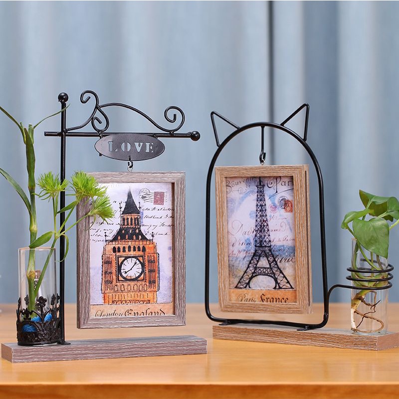 Khung ảnh để bàn nghệ thuật hiện đại, miễn phí in 2 tâm ảnh 10x15cm