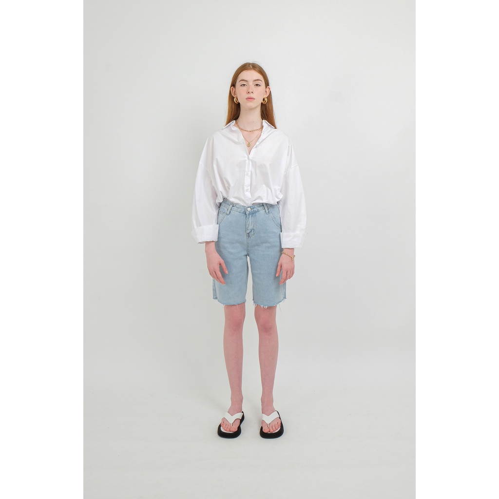 Quần Short Jeans Lửng Maroon Biker | HQ3258 | Lana Official