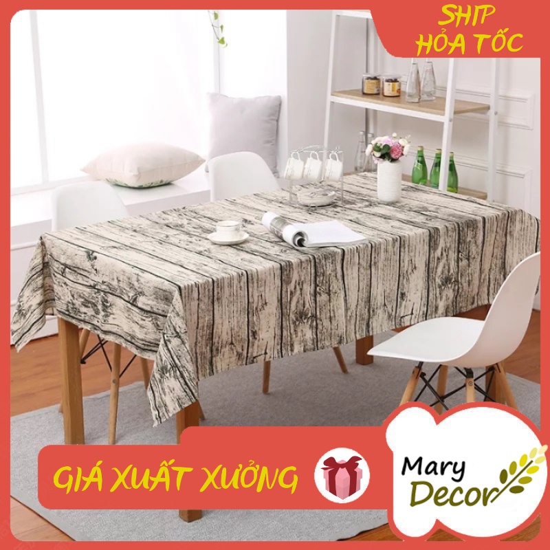 Khăn trải bàn vân gỗ viền ren (đủ kích thước) -E10