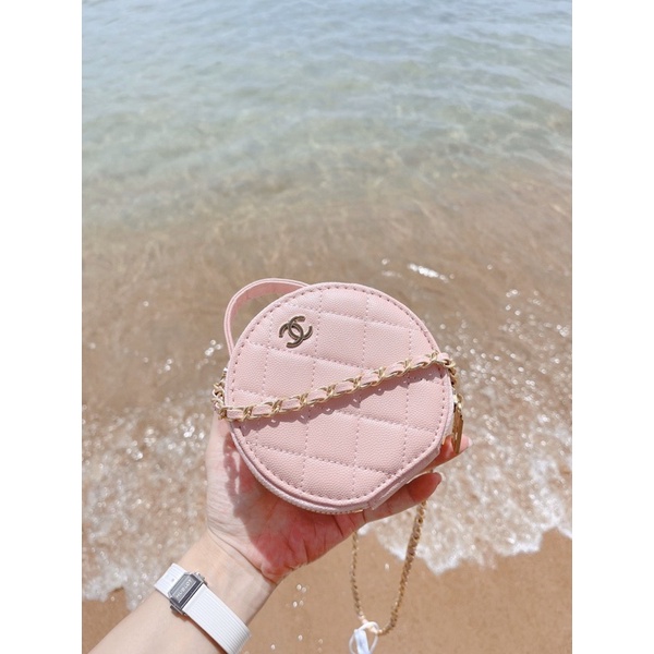 Túi cn tròn caviar size 13cm có gương fullbox