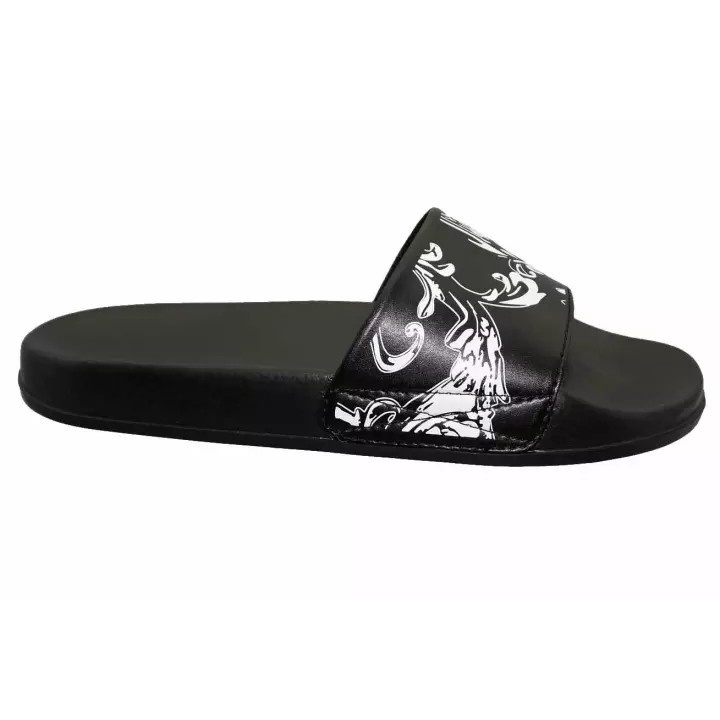 Vento dép nam nữ quai ngang FL - AD32 - sandal unisex chính hãng màu đen hoạ tiết trắng