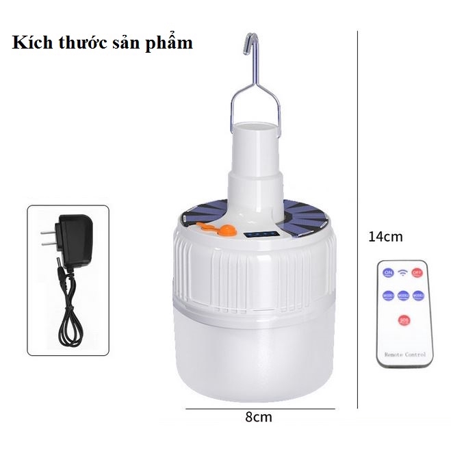 Đèn Tích Điện Năng Lượng Mặt Trời hoặc sạc bằng điện 50W thời gian sáng 5-8h Có Remote Điều Khiển và sạc