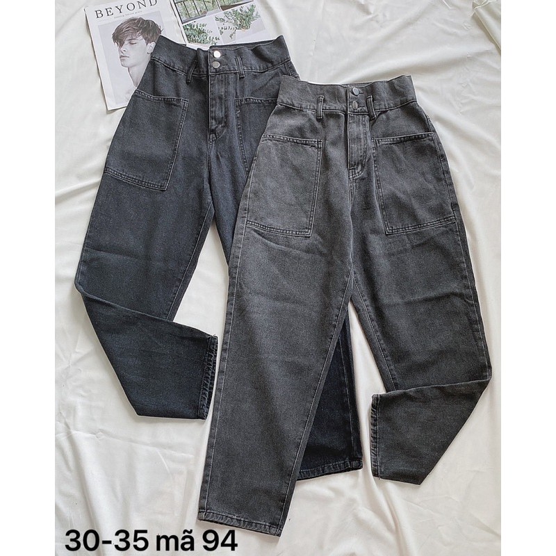 Quần baggy jean nữ Ms94 ✈️FREESHIP✈️ quần baggy jean nữ lưng cao size đại 2 túi kiểu hàng VNXK thời trang bigsize 2KJean