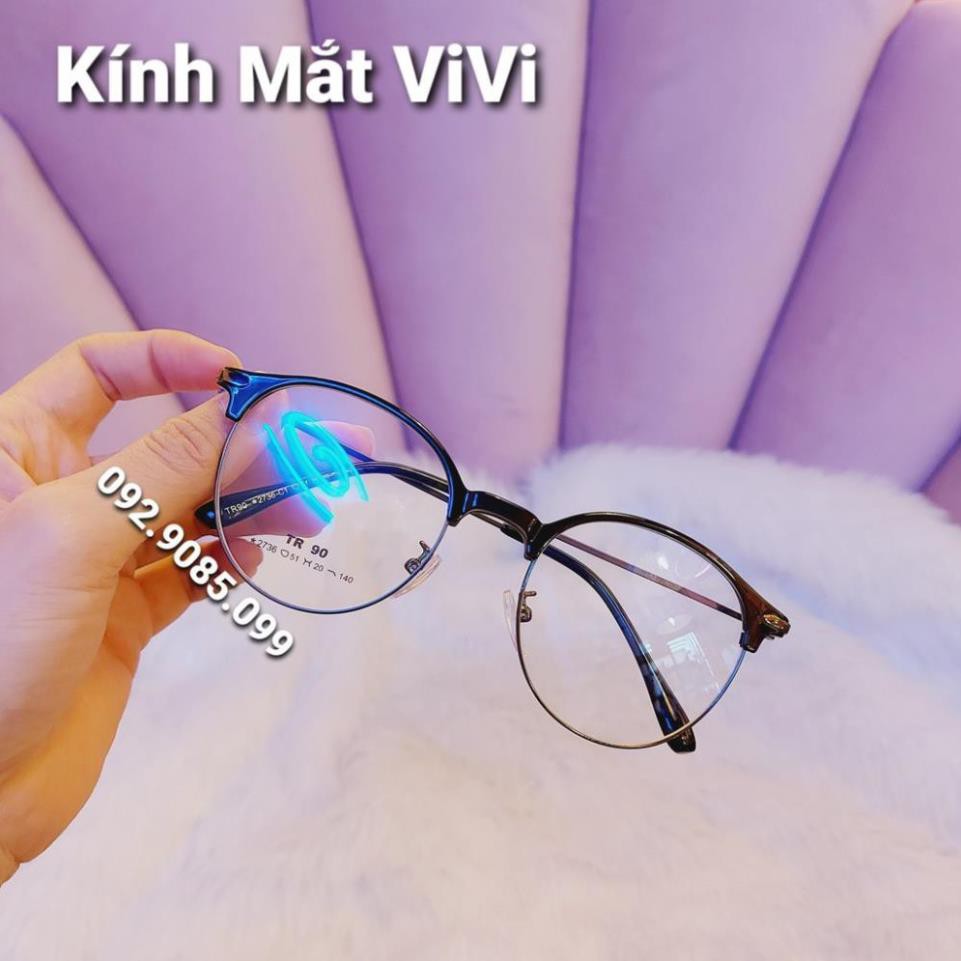 Gọng kính cận kim loại dáng tròn Nam Nữ V2736 - Kính thời trang 0 độ