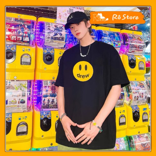 Áo thun nam nữ Unisex tay lỡ form rộng Oversize họa tiết mặt cười in 5D cực chất RÔ STORE AT41