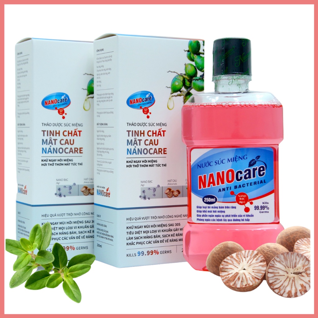 Combo 2 Chai Nước Súc Miệng NANOCARE 250Ml , Khử Mùi Hôi Miệng , Đánh Bay Vi Khuẩn Đem Lại Hơi Thở Thơm Mát, Tặng Nạ