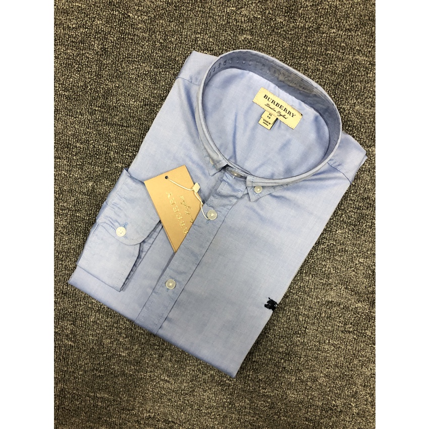 Hàng Có Sẵn Áo Sơ Mi Burberry Vải Oxford Màu Trơn Tay Dài Phong Cách Doanh Nhân Cho Nam