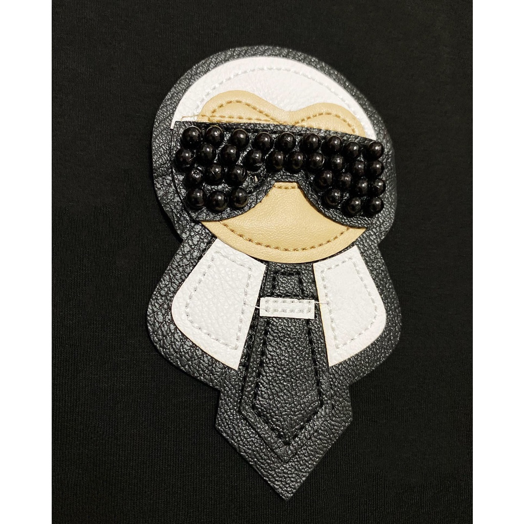 Áo thun cổ tròn tay ngắn họa tiết quái vật nhỏ đeo kính không phai màu thời trang mùa hè 2021 màu trắng đen cho nam