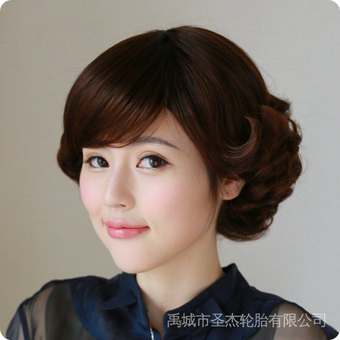 Bộ Tóc Giả Ngắn Xoăn Phong Cách retro Cho Phụ Nữ Trung Niên 8 / 2