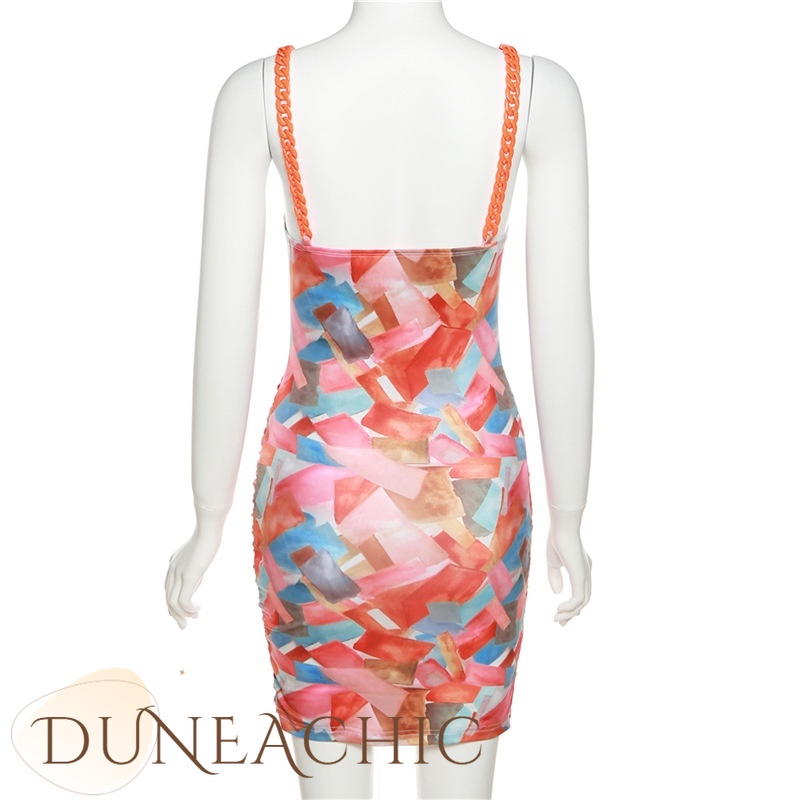 DUNEA Đầm Hoa Hai Dây Hở Lưng Gợi Cảm Cho Nữ