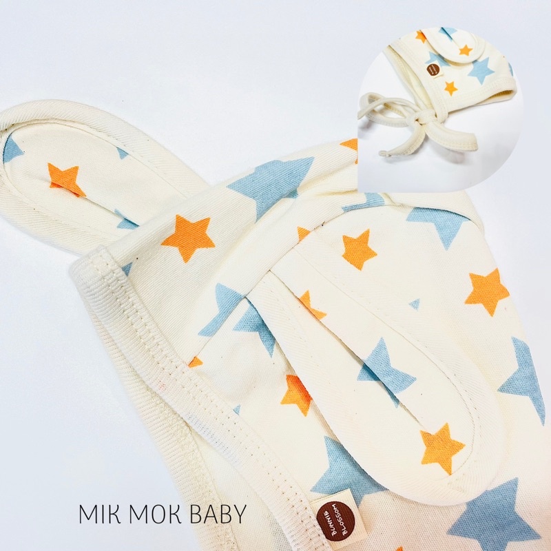 Mũ cho bé sơ sinh buộc dây vải cotton tai gấu, tai thỏ made in Hàn Quốc BUNNIE BLOOSTOM