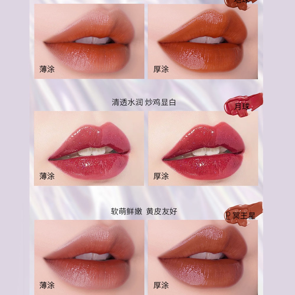 [Hàng mới về] Son môi trang điểm hiệu ứng gương bóng lâu trôi thiết kế vỏ họa tiết phi hành gia