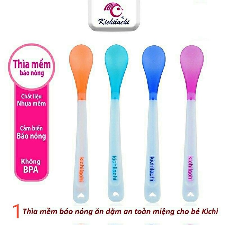MUỖNG ĂN DẶM BÁO NÓNG KICHI 💥FREESHIP💥 Cho Bé Ăn Dặm An Toàn Tiện Lợi