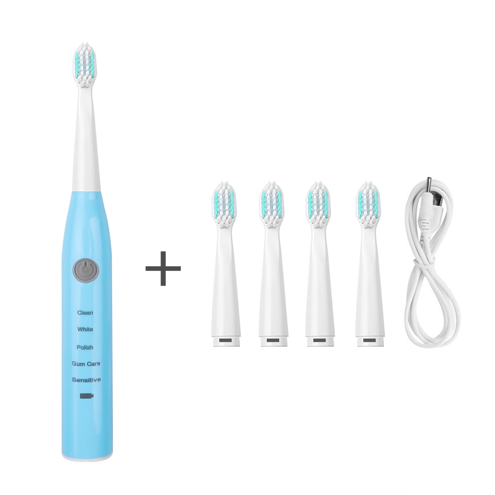 Bàn chải đánh răng điện siêu âm có thể sạc pin với 4 đầu bàn chải