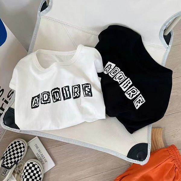 Áo Thun Không Tay 100% Cotton Nguyên Chất In Chữ Phong Cách Hàn Quốc Cho Bé
