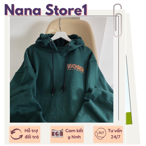 Áo hoodie nữ nam form rộng unisex NOAH màu xanh rêu độc lạ, áo bomber nữ dáng unisex Hàn Quốc siêu đẹp cá tính
