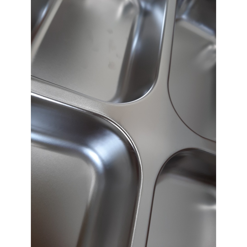 Khay inox đựng thức ăn - khay sâu lòng 4 ngăn inox 304 - khay cơm inox 4 ngăn CAO CẤP