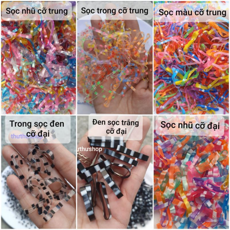 100gam Thun cột tóc Bi màu/Bi đen/Bi trắng (được chọn màu)