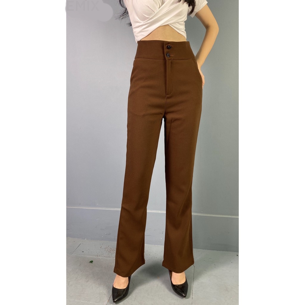 [Rẻ vô địch] Quần tây nữ lưng cao ông loe công sở 2 khuy túi chéo 2 bên dáng đẹp Hàn Quốc cao cấp Q098 | BigBuy360 - bigbuy360.vn