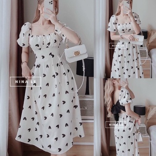 Đầm xoè hoạ tiết tim dễ thương (Freesize dưới 52kg - Đẹp mê ly💥)