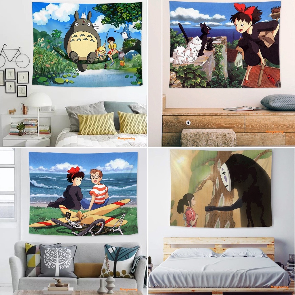 Thảm Treo Tường Trang Trí Phòng Khách / Phòng Ngủ In Hoạt Hình Hayao Miyazaki Spirited Away Cỡ Lớn Dễ Thương Tùy Chỉnh Thảm Spirited Away Vải Nền Hayao Miyazaki Anime Thảm Phong Cách Nhật Bản Treo Tường Lớn Hoạt Hình Thảm Anime Size Lớn