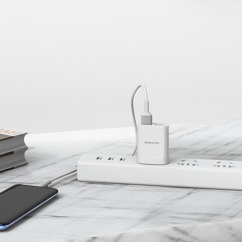 Cốc sạc củ sạc 2 cổng USB 2.1A dùng cho điện thoại máy tính bảng BOROFONE BA8