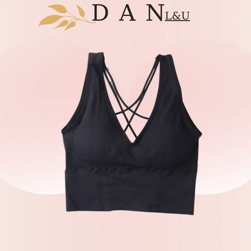 Áo Ngực Dáng Dài Tập Gym Nữ Đan Lưng Dây Chéo Cực Xinh DAN L&amp;U 8088
