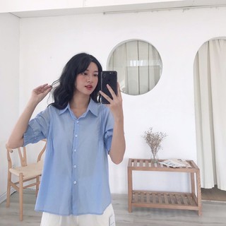 Sơ mi cổ đức thô tay lỡ