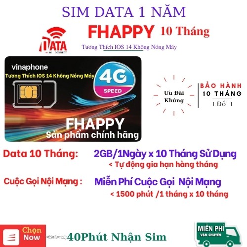 SIM4G FHAPPY Vinaphone Có Video kèm test Tốc Độ,Bảo Hành 12 Tháng