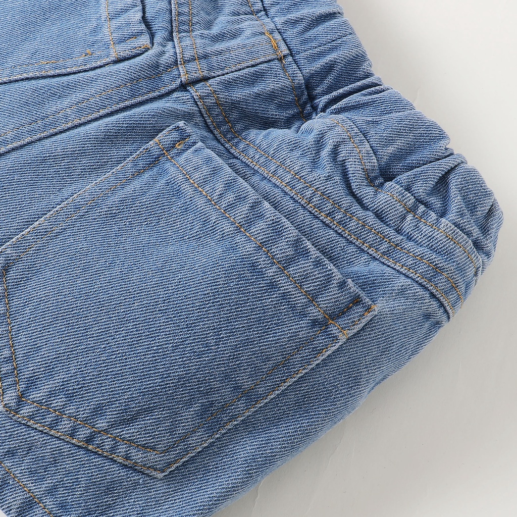 Set đồ 2 mảnh Mikrdoo gồm áo tay xòe + quần denim dễ thương cho bé gái