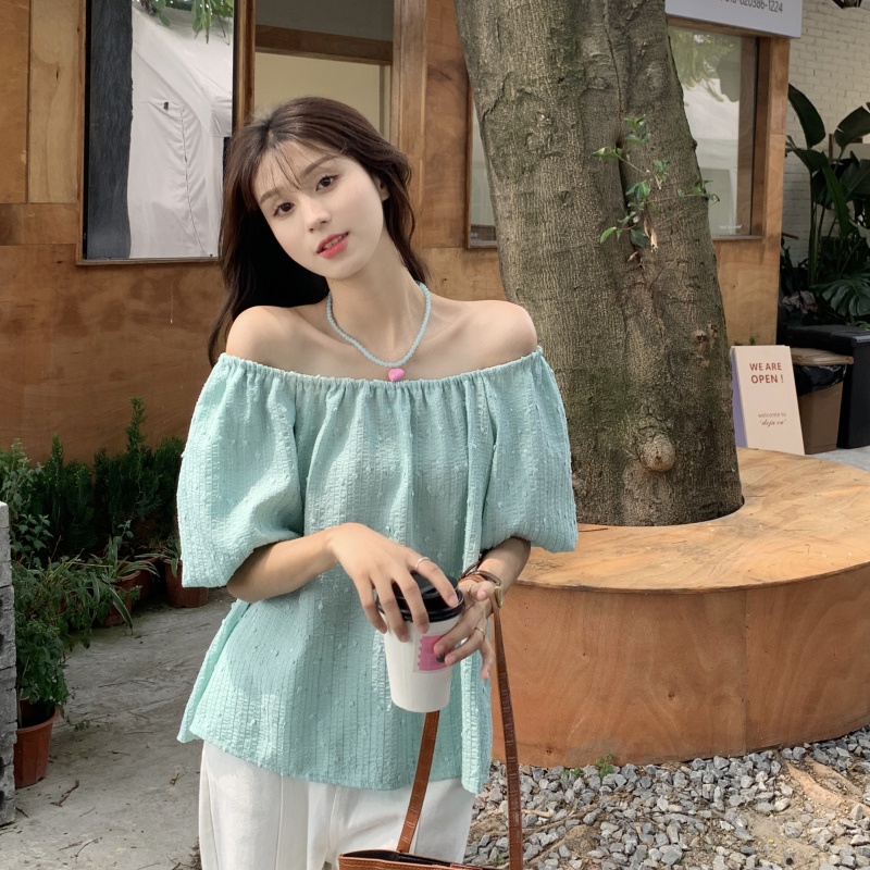 Áo Trễ Vai Tay Ngắn Dáng Rộng Thiết Kế Hợp Thời Trang