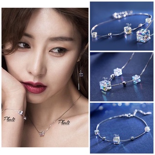 Lắc Tay Pha Lê Vuông Được Thiết Kế Từ Pha Lê Swarovski
