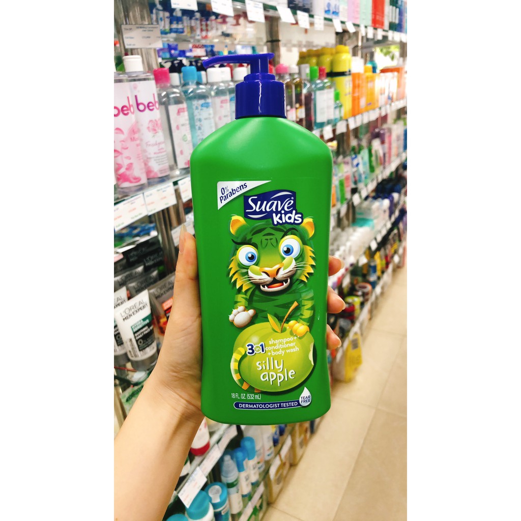 Tắm gội trẻ em Suave kids 3in1 532ml  - hương táo