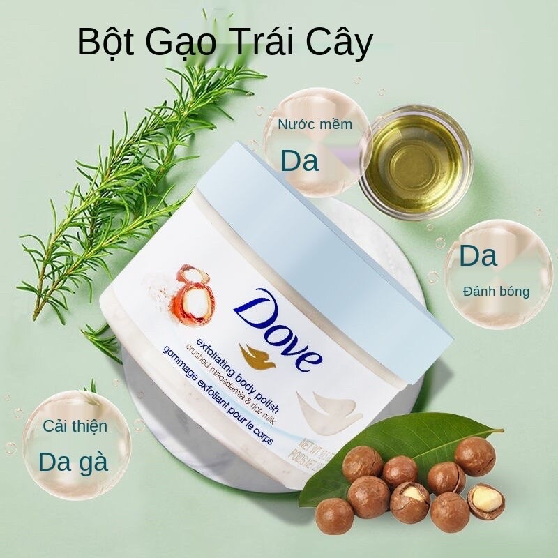 (TÁI TẠO DA) Tẩy Tế Bào Chết Toàn Thân Dove Exfoliating Body Polish Crushed Macadamia &amp; Rice Milk  50gr