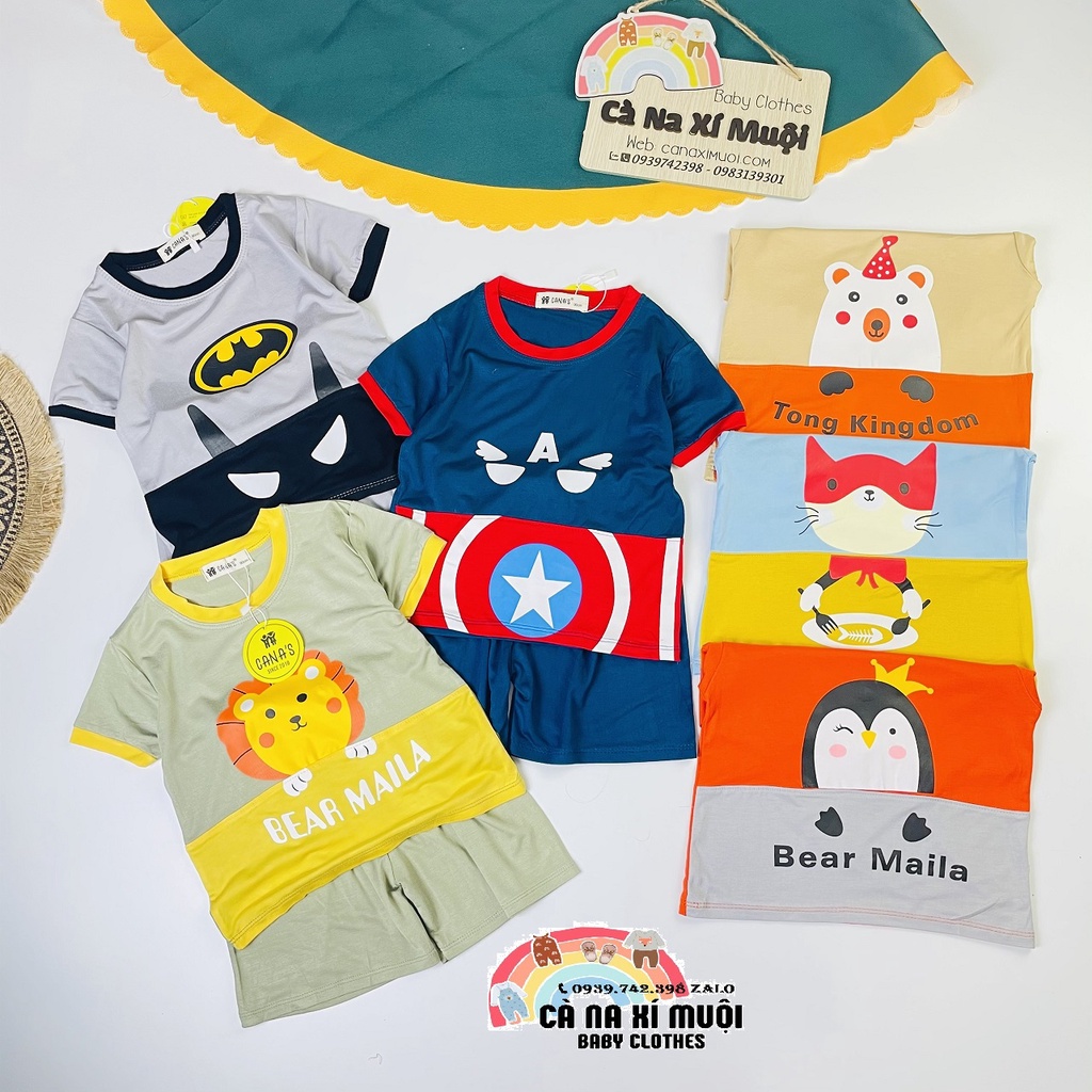 Size(9-32Kg)FREE SHIPBộ Thun Lạnh Dể Thương Cho Bé Gái Bé Trai, Đủ Màu