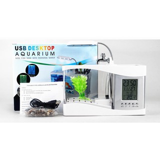 Hồ cá, Bể cá mini kiêm đồng hồ để bàn (trắng,  đen)