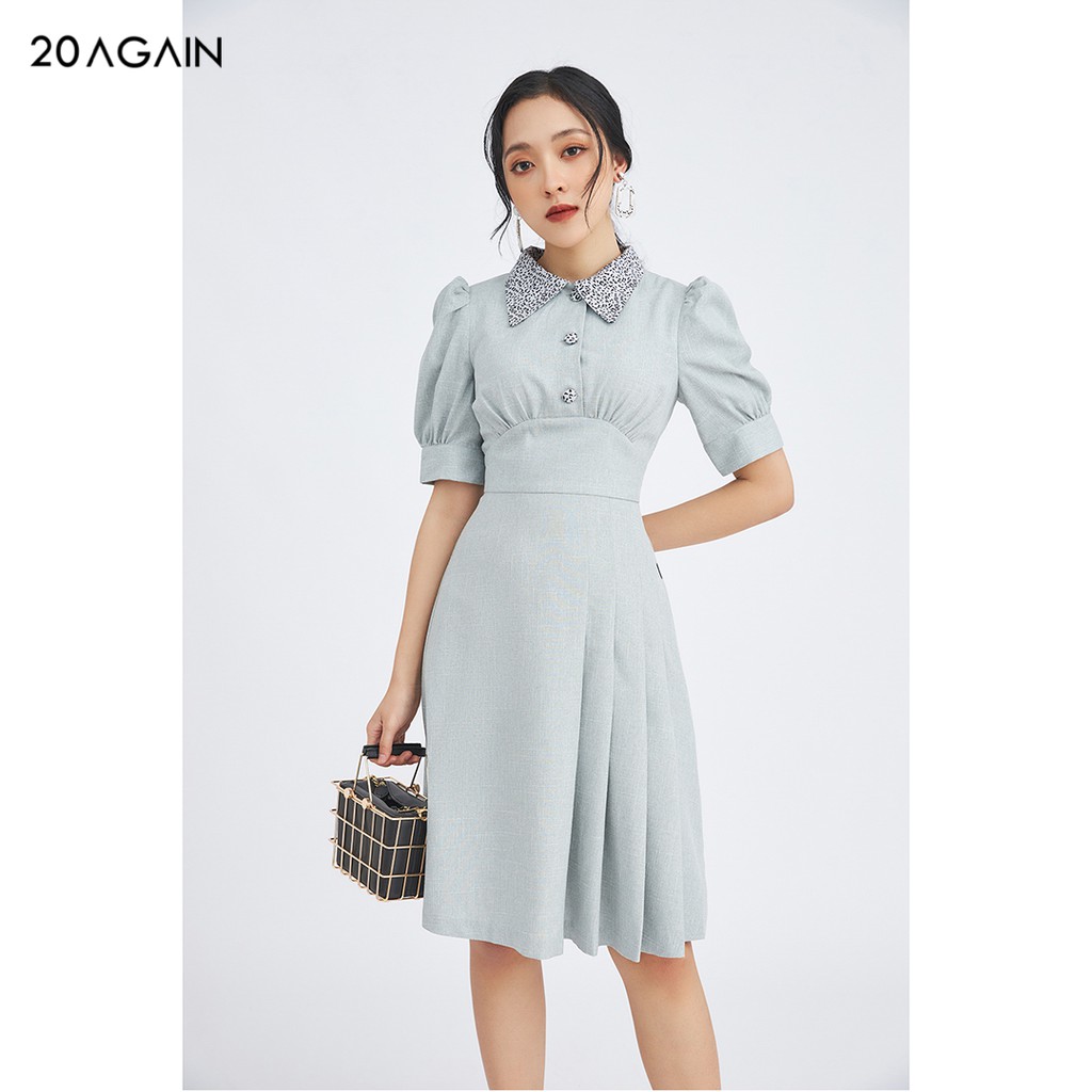 Đầm váy nữ công sở 20AGAIN đủ màu, đủ size, thiết kế dài tay phối cổ DEA1091