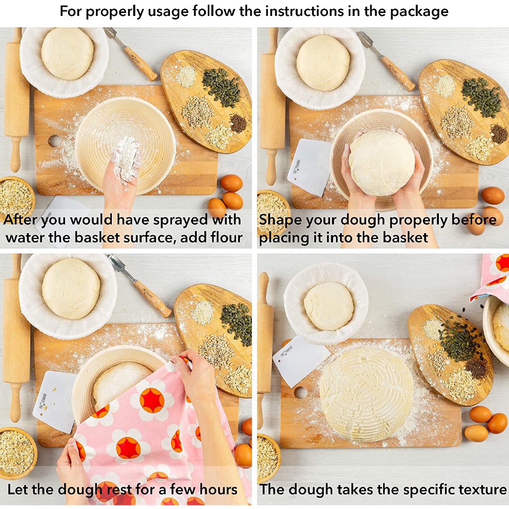 Rổ Tròn Bằng Mây Đan Lót Bánh Mì / Bột Bầu Dục Tự Nhiên