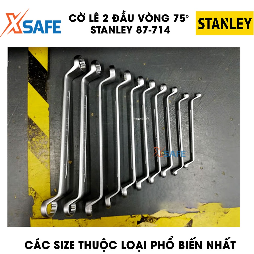 Cờ lê 2 đầu vòng 75 độ hệ INCH STANLEY 87-714 thép Chorme Vanadium Bộ 7 cờ lê Stanley đa dạng size, tay cầm thoải mái