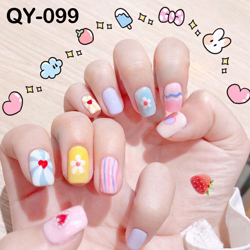 [Hàng mới về] Set 14 sticker dán móng tay họa tiết 3D xinh xắn hợp thời trang