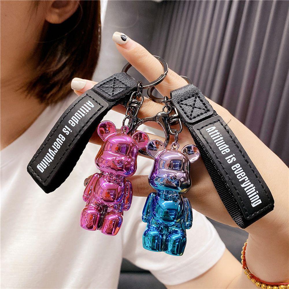[COD] Móc Khóa / Túi Xách / Móc Khóa Trang Trí Hình Gấu Bằng Da Thời Trang Có Dây Đeo Tay