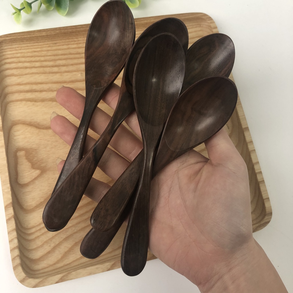 Thìa, Muỗng Gỗ Trắc Đen 16x3.5cm Ăn Cơm, Uống Cà Phê, Decor Chụp Ảnh Của Vitrapro